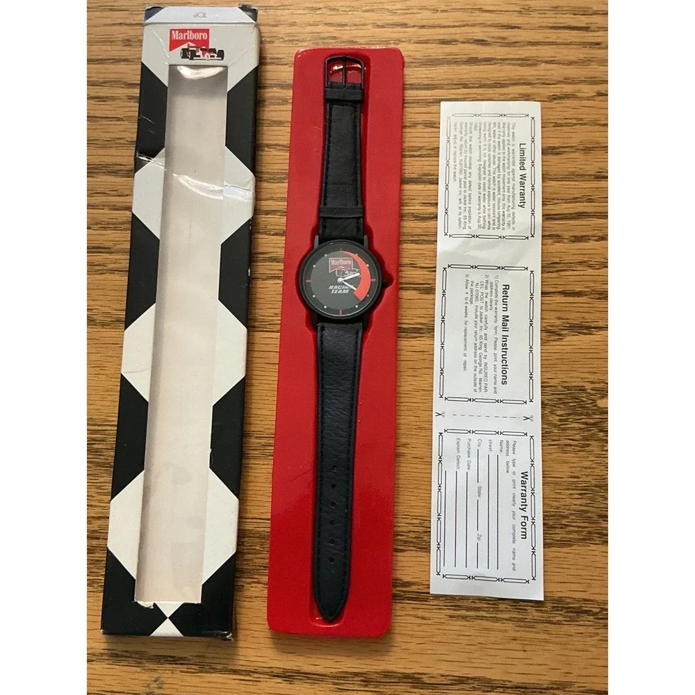Vintage Marlboro Racing Team Watch New in Box 1990s F1 Formula 1 Promo Black